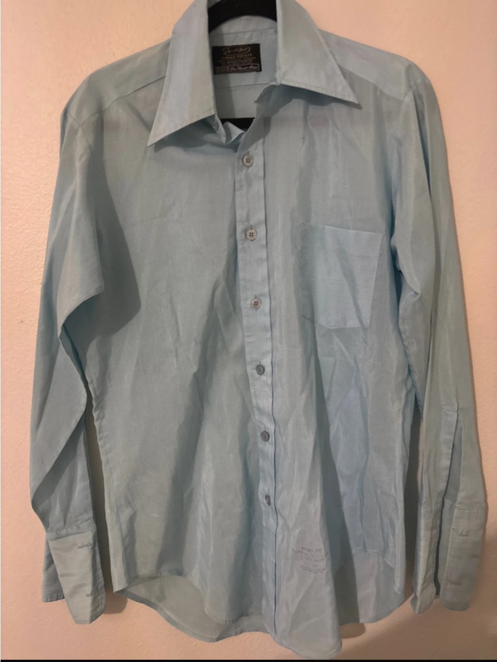 Vintage Sears Light Blue Men's Dress Shirt - Long Sleeve Button-Down